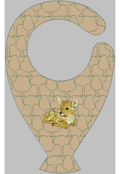 Hop086 - Deer and trees Quilted Bib with pacifier holder